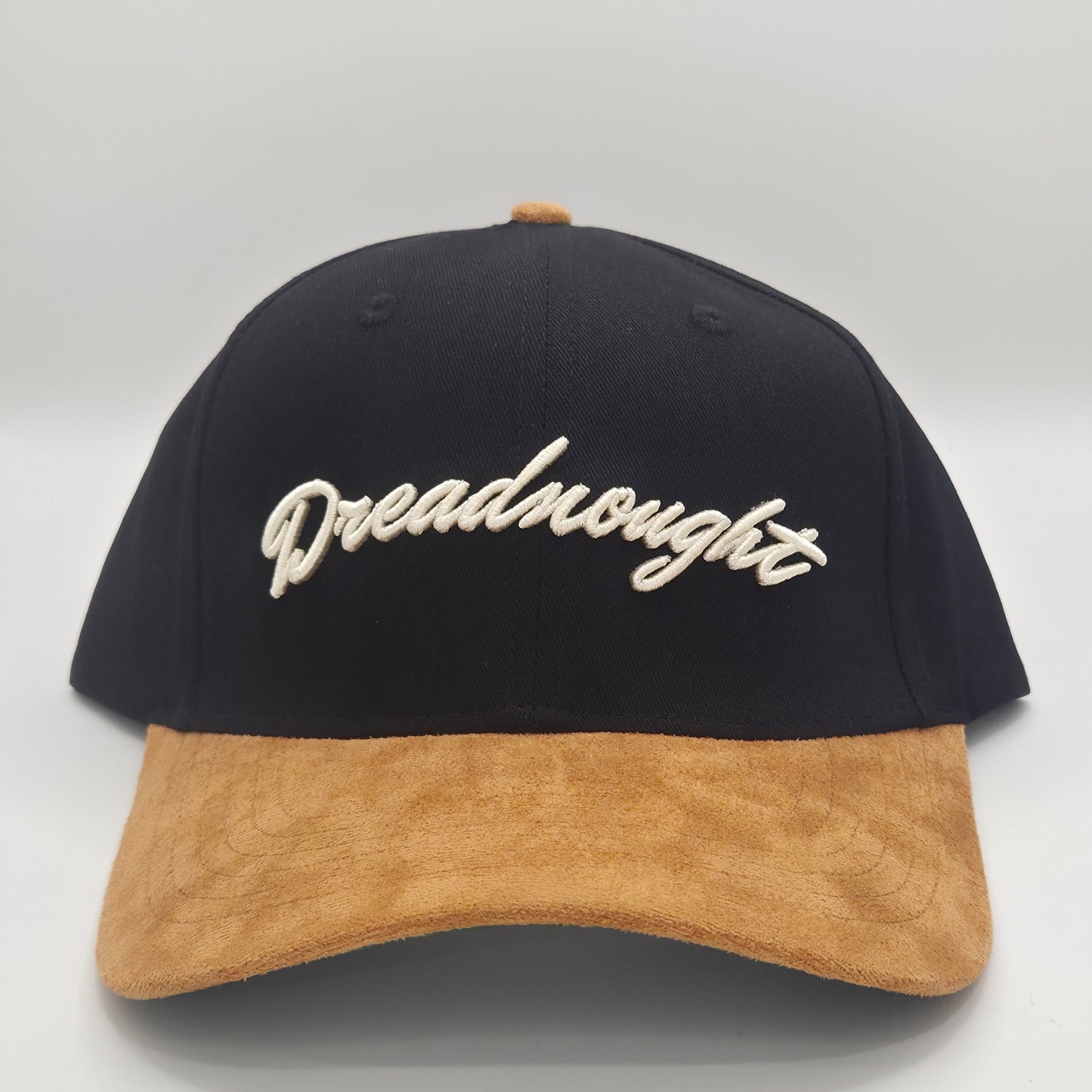 Dreadnought 6-Panel Snapback – Black with Wheat Suede Brim
