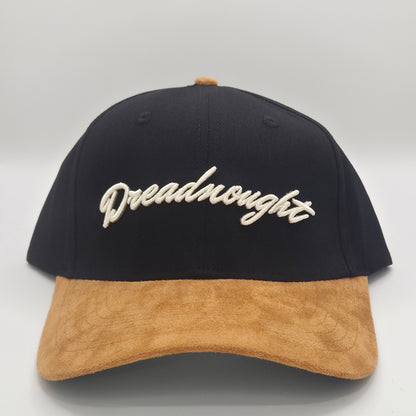 Dreadnought 6-Panel Snapback – Black with Wheat Suede Brim