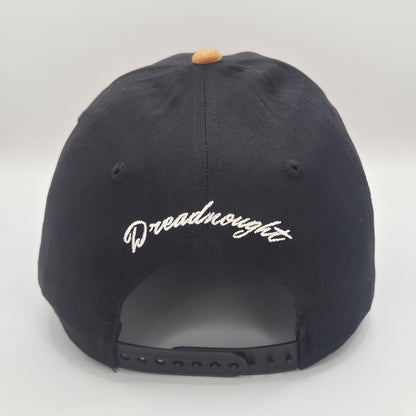 Dreadnought 6-Panel Snapback – Black with Wheat Suede Brim
