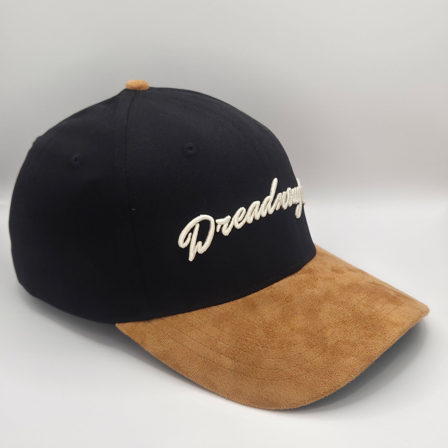 Dreadnought 6-Panel Snapback – Black with Wheat Suede Brim