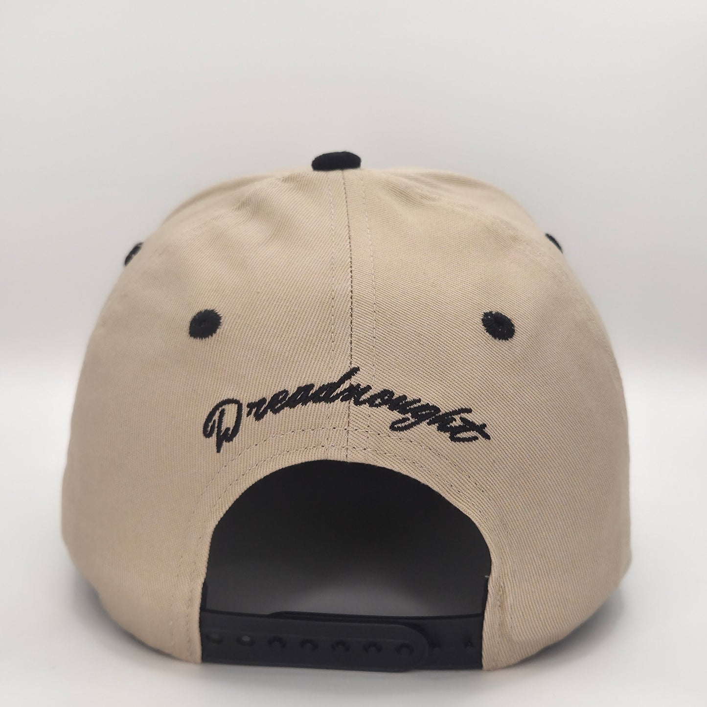 Dreadnought 6-Panel Snapback – Beige with Black Suede Brim