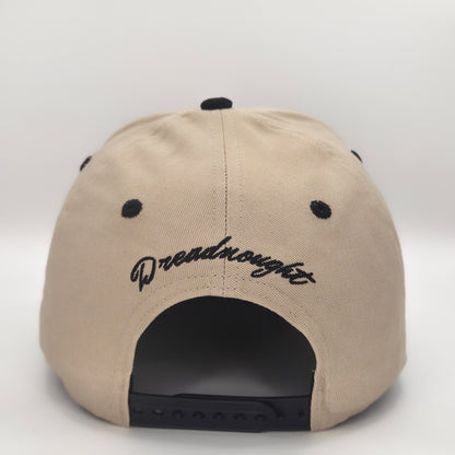Dreadnought 6-Panel Snapback – Beige with Black Suede Brim
