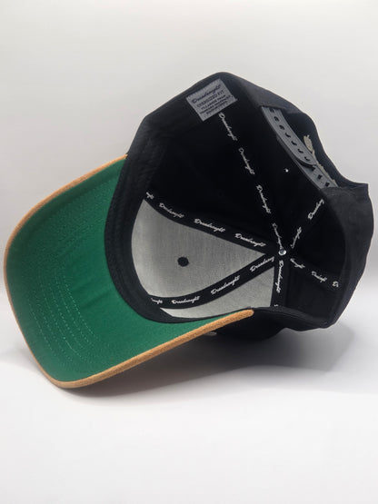 Dreadnought 6-Panel Snapback – Black with Wheat Suede Brim