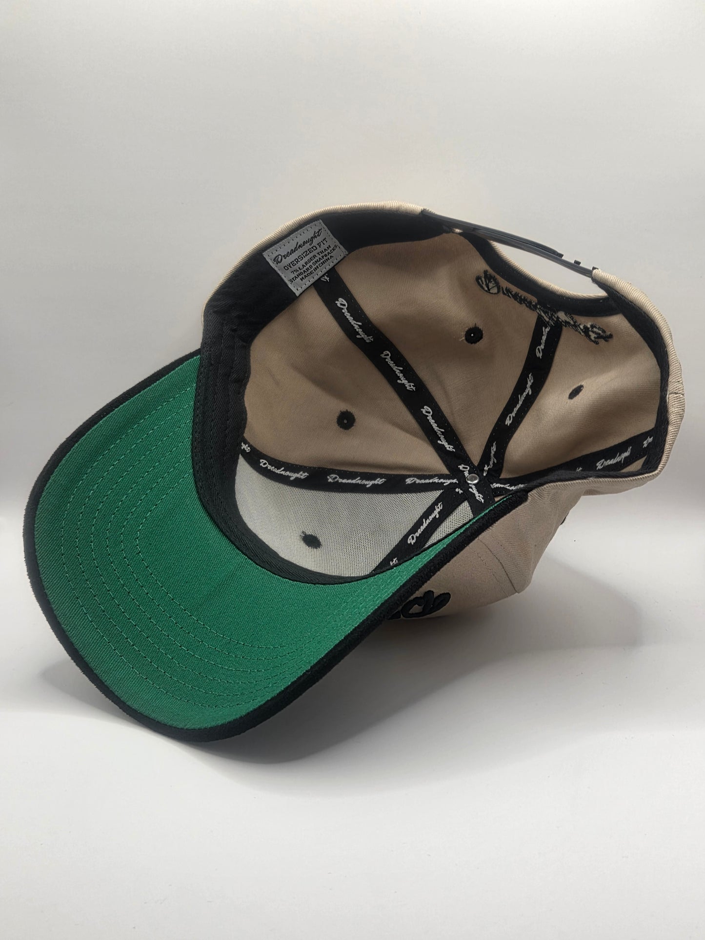 Dreadnought 6-Panel Snapback – Beige with Black Suede Brim